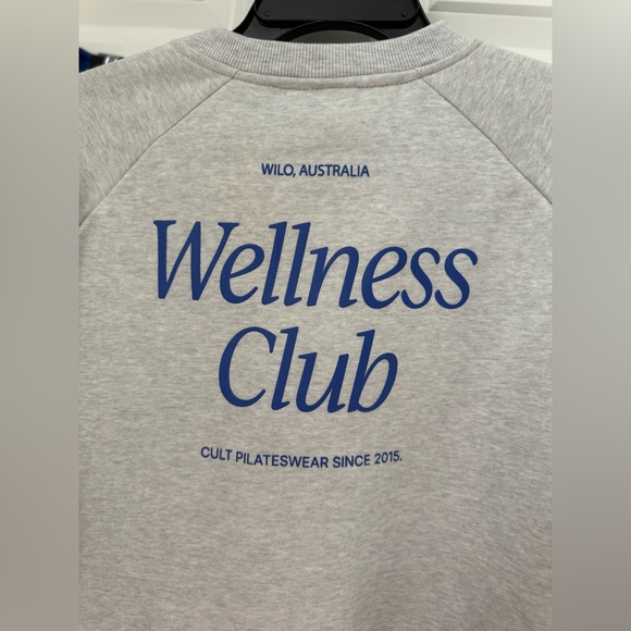 WILO The Label Gray Wellness Club Sweatshirt with Royal Blue Leggings (Set) Sz M - Picture 5 of 8